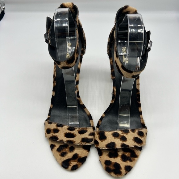 Diane Von Furstenberg - Chain-link Leopard Ankle Strap Open Toe High Heels SZ 11 - Picture 3 of 16